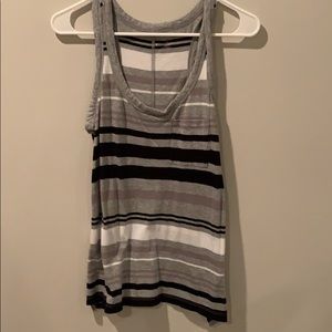 a.n.a. Gray and black stripped tank top